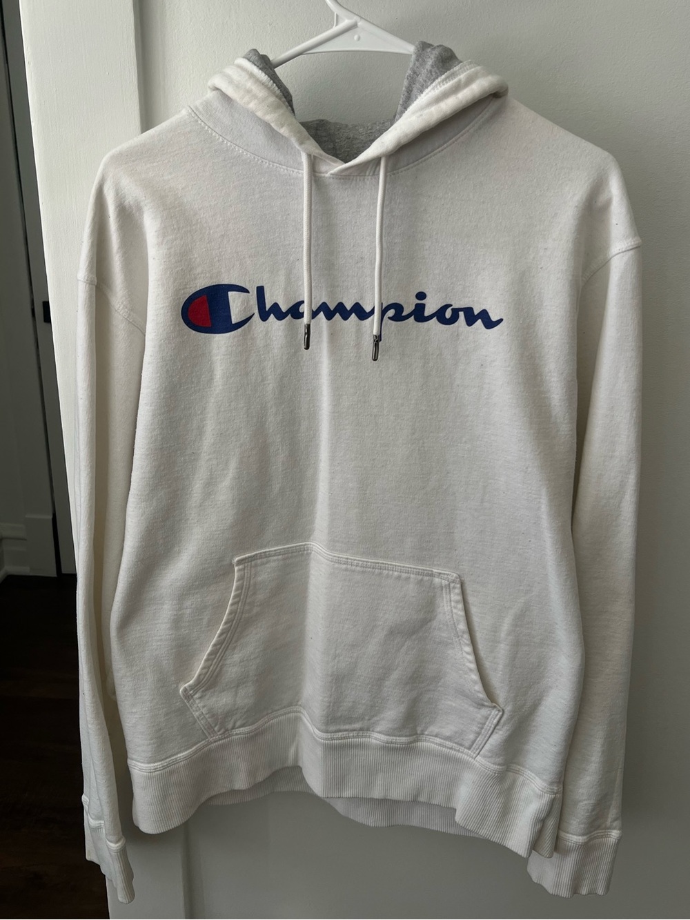 Champion White Hoodie with Gray Lining
